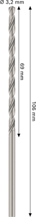 Mũi khoan xoắn Bosch PRO Metal HSS-G 3,2x69x106 mm.
