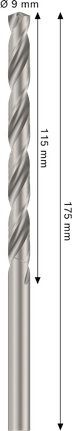 Mũi khoan xoắn Bosch PRO Metal HSS-G 9x115x175 mm.