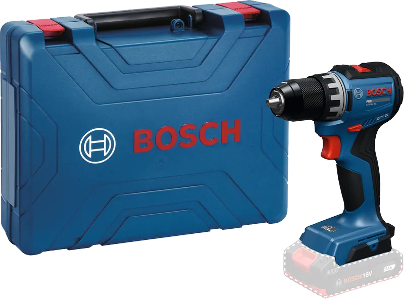 Máy khoan không dây Bosch GSR 18V-52 kèm hộp đựng.