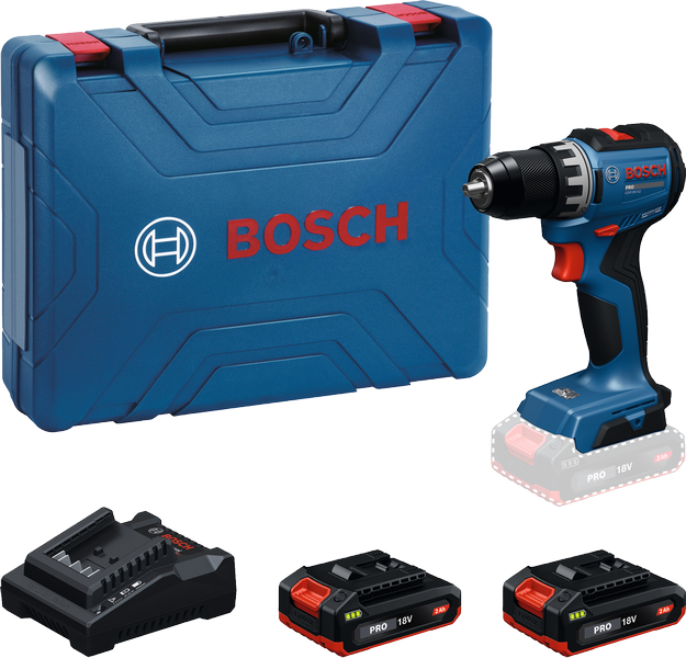 Bộ máy khoan không dây Bosch GSR 18V-52 kèm hộp đựng và pin.