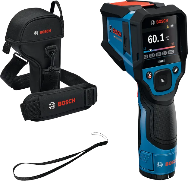 Máy dò nhiệt Bosch GIS 800 có hộp đựng.