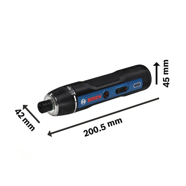 Máy vặn vít không dây Bosch Go GSD4V-5 với kích thước chi tiết.