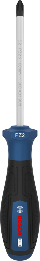 Tua vít Bosch PRO PZ2 x 100 mm có tay cầm tiện dụng.