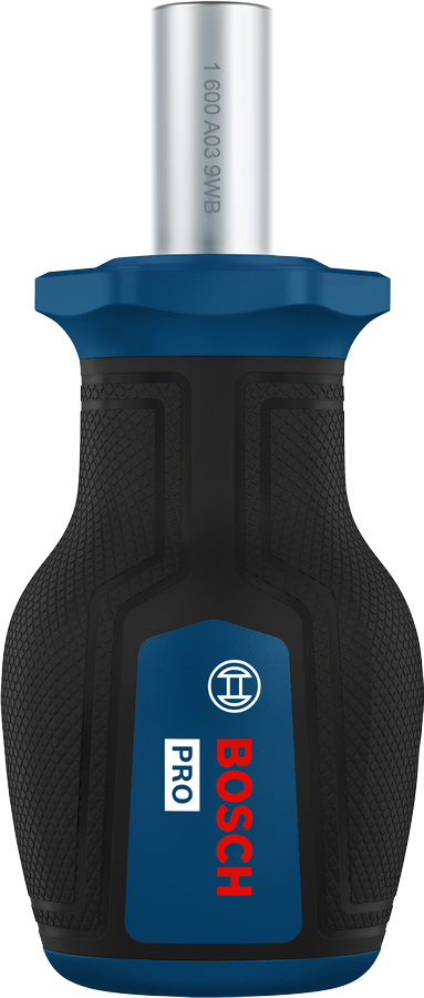 Tua vít đầu ngắn Bosch PRO với tay cầm tiện dụng.