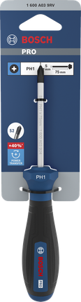 Tua vít Bosch PRO PH1 x 75 mm với tay cầm tiện dụng.