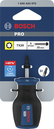 Tua vít ngắn Bosch PRO TX20 25mm với đầu vít thép S2.