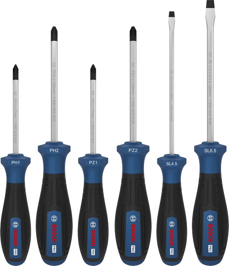 Bộ tua vít PRO PH/PZ/SL, 6 chi tiết