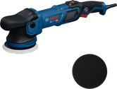 Máy đánh bóng quỹ đạo ngẫu nhiên Bosch GPX9-125S kèm miếng đệm.