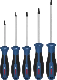 Bộ tua vít Bosch TX 5 chi tiết với cán bằng crom vanadi.
