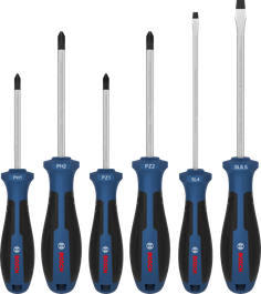 Bộ tua vít Bosch PH/PZ/SL, cán bằng crom vanadi.