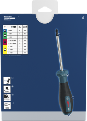 Bộ tua vít PRO PH/PZ/SL/TX, 6 chi tiết