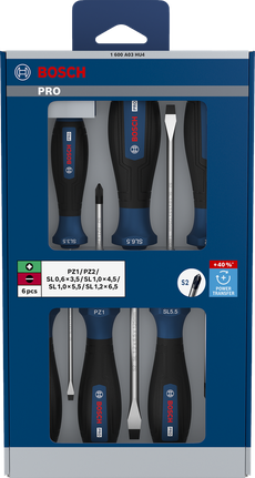 Bộ tua vít Bosch PRO PZ/SL 6 chi tiết với cán S2.