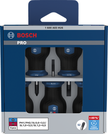 Bộ tua vít ngắn Bosch PRO PH/SL với trục S2 và mô-men xoắn +40%.