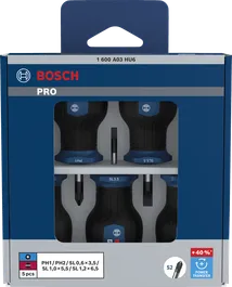 Bộ tua vít ngắn Bosch PRO PH/SL với trục S2 và mô-men xoắn +40%.