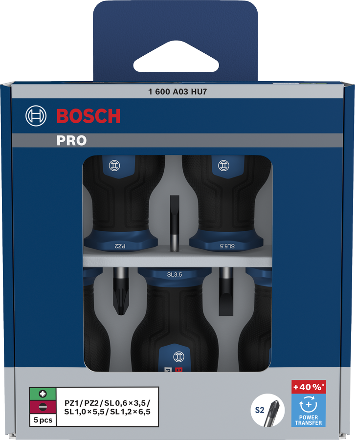 Bộ tua vít PRO Stubby PZ/SL, 5 chi tiết