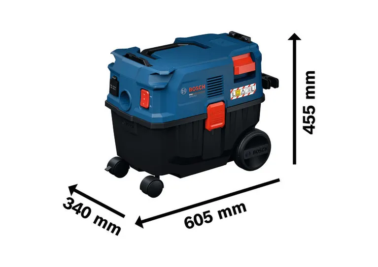 Máy hút mùi đa năng Bosch GAS12-25LS với kích thước chi tiết.