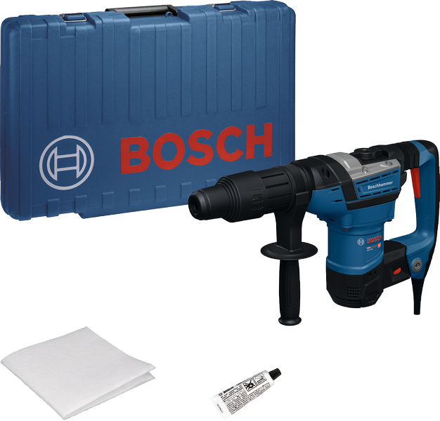 Máy khoan búa xoay Bosch GBH5-40V kèm hộp đựng và phụ kiện.
