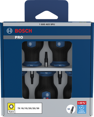 Bộ tua vít PRO Stubby Torx, 5 chi tiết