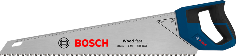 Cưa tay Bosch 550 mm, 7 răng/inch, dùng để cắt gỗ.