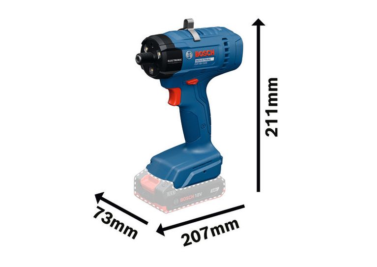 Máy vặn vít dùng pin Bosch ISR 18V-50 E, kích thước chi tiết.