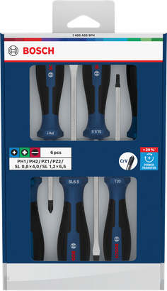 Bộ tua vít, PH/PZ/SL, 6 chi tiết