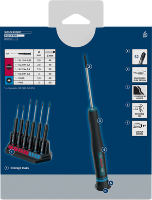 Bộ tua vít chính xác PRO PH/SL, 6 chi tiết