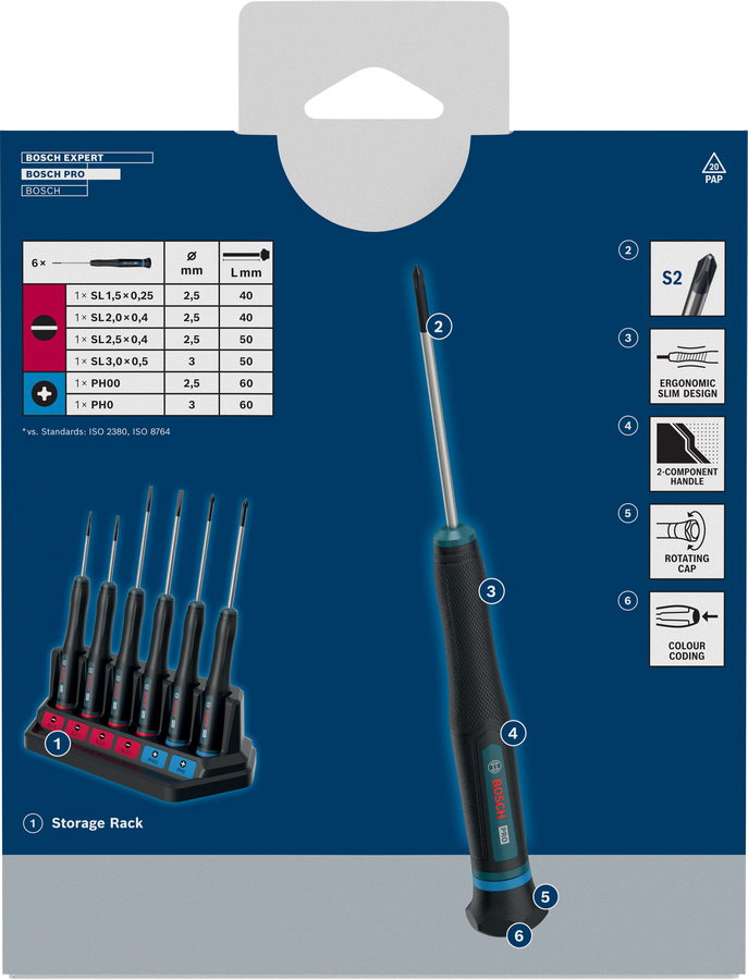 Bộ tua vít chính xác PRO PH/SL, 6 chi tiết
