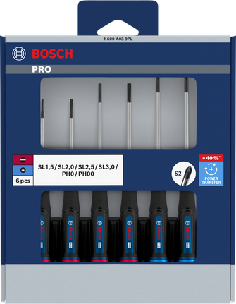 Bộ tua vít chính xác Bosch PRO PH/SL với trục S2.