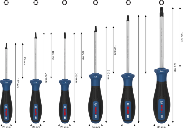 Bộ tua vít Bosch PRO TX 6 chi tiết với cán S2.