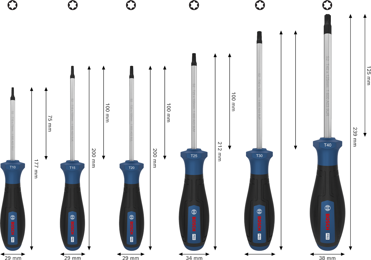 Bộ tua vít PRO Torx, 6 chi tiết