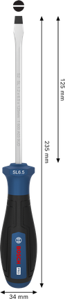 Tua vít Bosch PRO SL 1.2 x 6.5 x 125 mm với tay cầm tiện dụng.