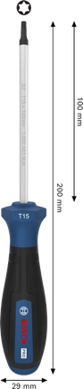 Tua vít Bosch PRO TX15 với lưỡi dài 100 mm.