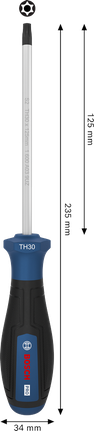 Tua vít Bosch PRO TH30 x 125 mm với tay cầm tiện dụng.