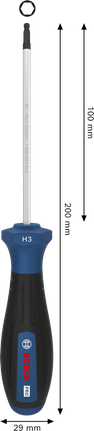 Tua vít Bosch PRO H3 x 100 mm với tay cầm tiện dụng.