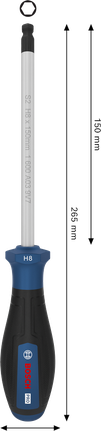Tua vít Bosch PRO H8 x 150 mm với tay cầm tiện dụng.