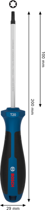 Tua vít Bosch TX20 x 100 mm với tay cầm tiện dụng.