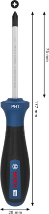 Tua vít Bosch PRO PH1 x 75 mm với tay cầm tiện dụng.
