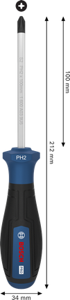 Tua vít Bosch PRO PH2 x 100 mm với tay cầm tiện dụng.
