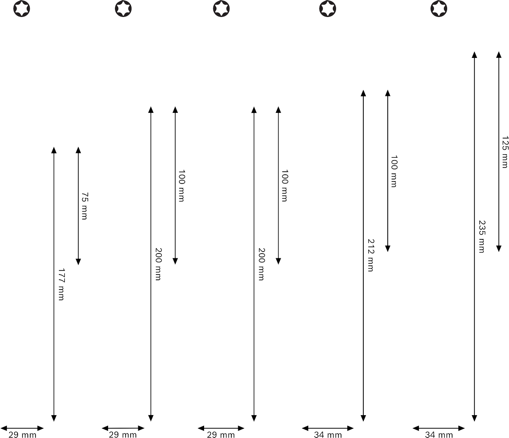 Bộ tua vít Torx, 5 chi tiết