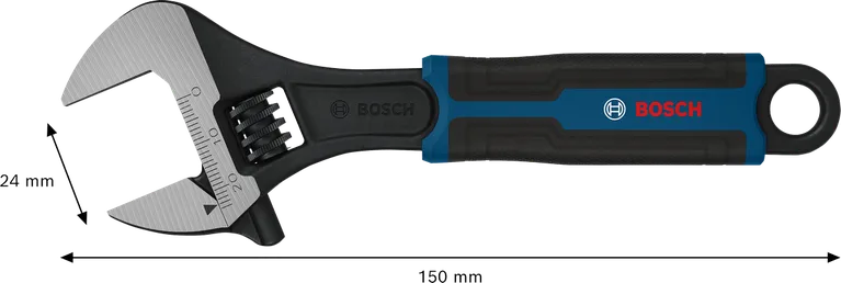Cờ lê điều chỉnh Bosch 150 mm với độ mở 24 mm.