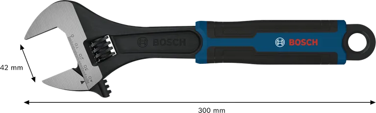 Cờ lê điều chỉnh Bosch 300 mm với độ mở hàm 42 mm.