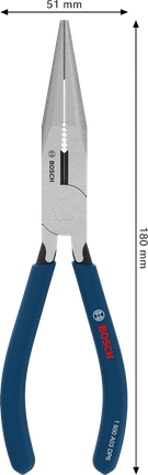 Kìm mũi dài Bosch 180 mm với tay cầm chống trượt.