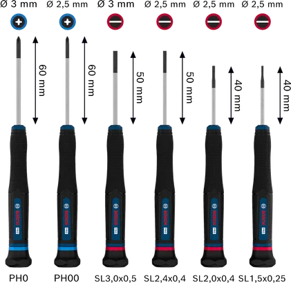 Bộ tua vít chính xác PRO PH/SL, 6 chi tiết