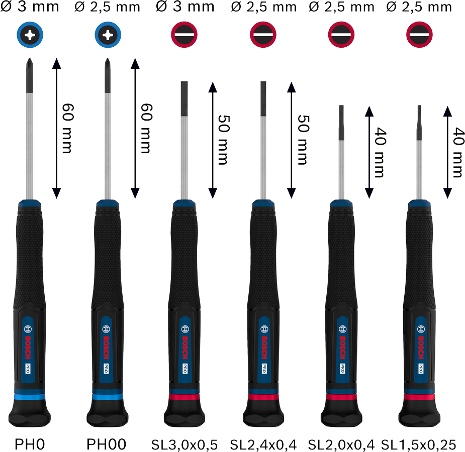 Bộ tua vít chính xác PRO PH/SL, 6 chi tiết