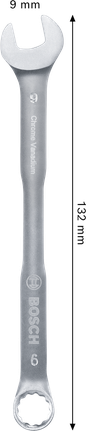 Bộ cờ lê kết hợp Bosch 9 mm bằng thép crom vanadi.