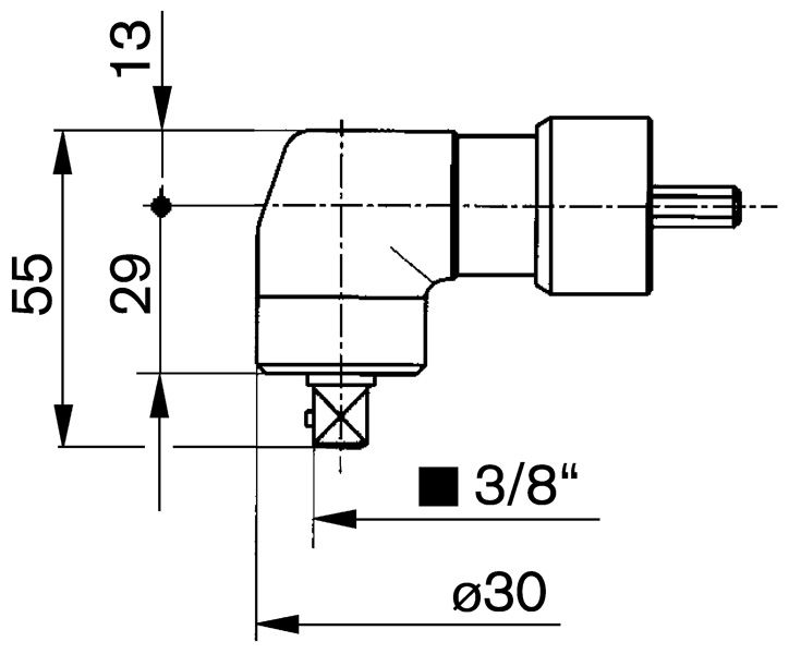 Đầu góc 3/8" - vuông